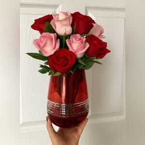 Vera Wang Vase, red glass, Valentines